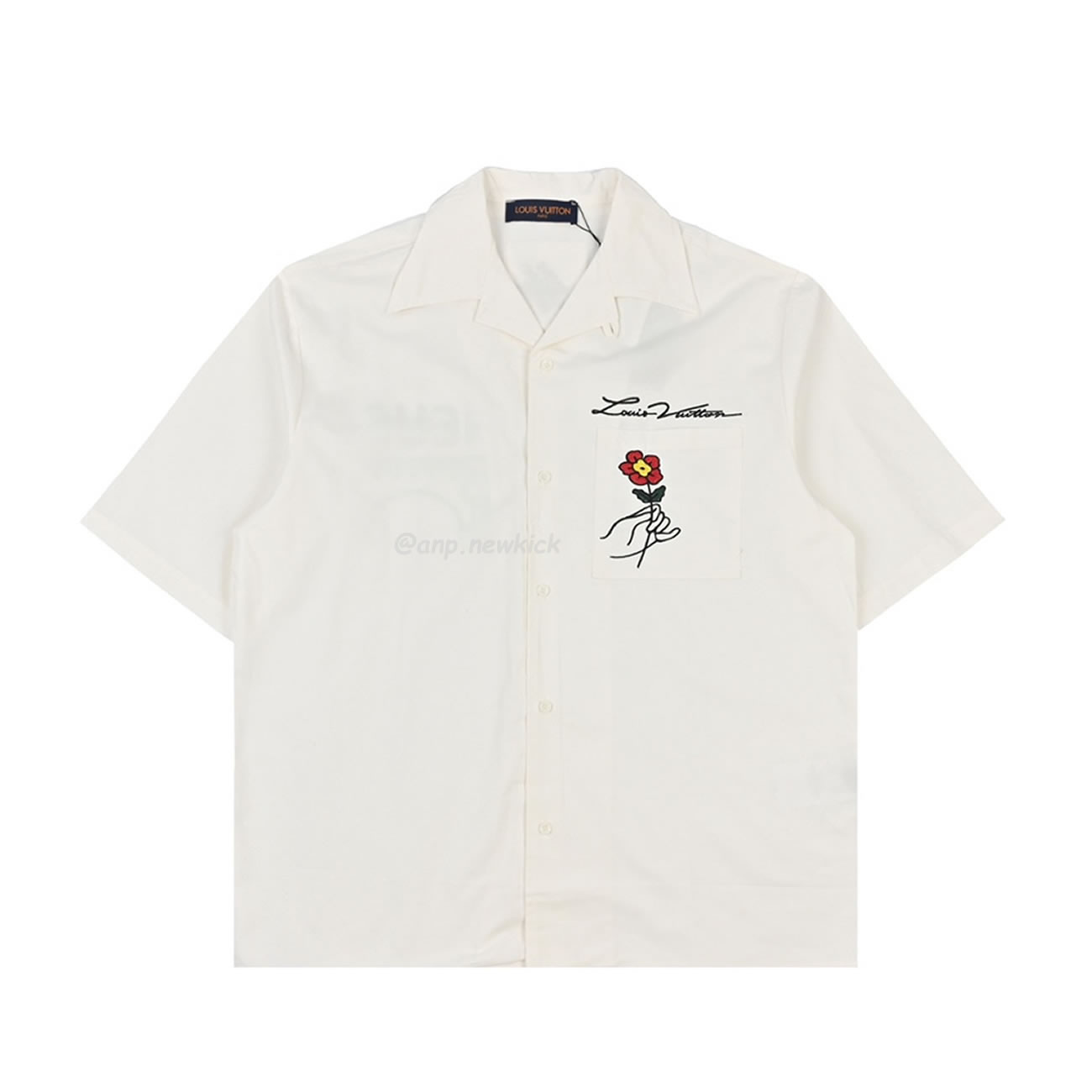 Louis Vuitton 1v 24ss Embroidered Short Sleeved Shirts On The Banks Of The Bridge Seine River Flower (1) - newkick.org